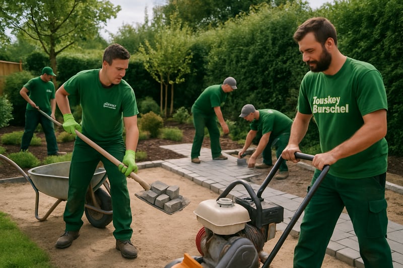 Team von Galabau Börschel bei der Arbeit im Garten- und Landschaftsbau