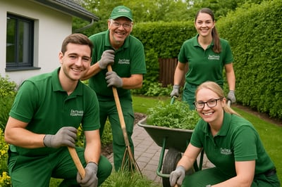 Team von Galabau Börschel bei der Gartenarbeit
